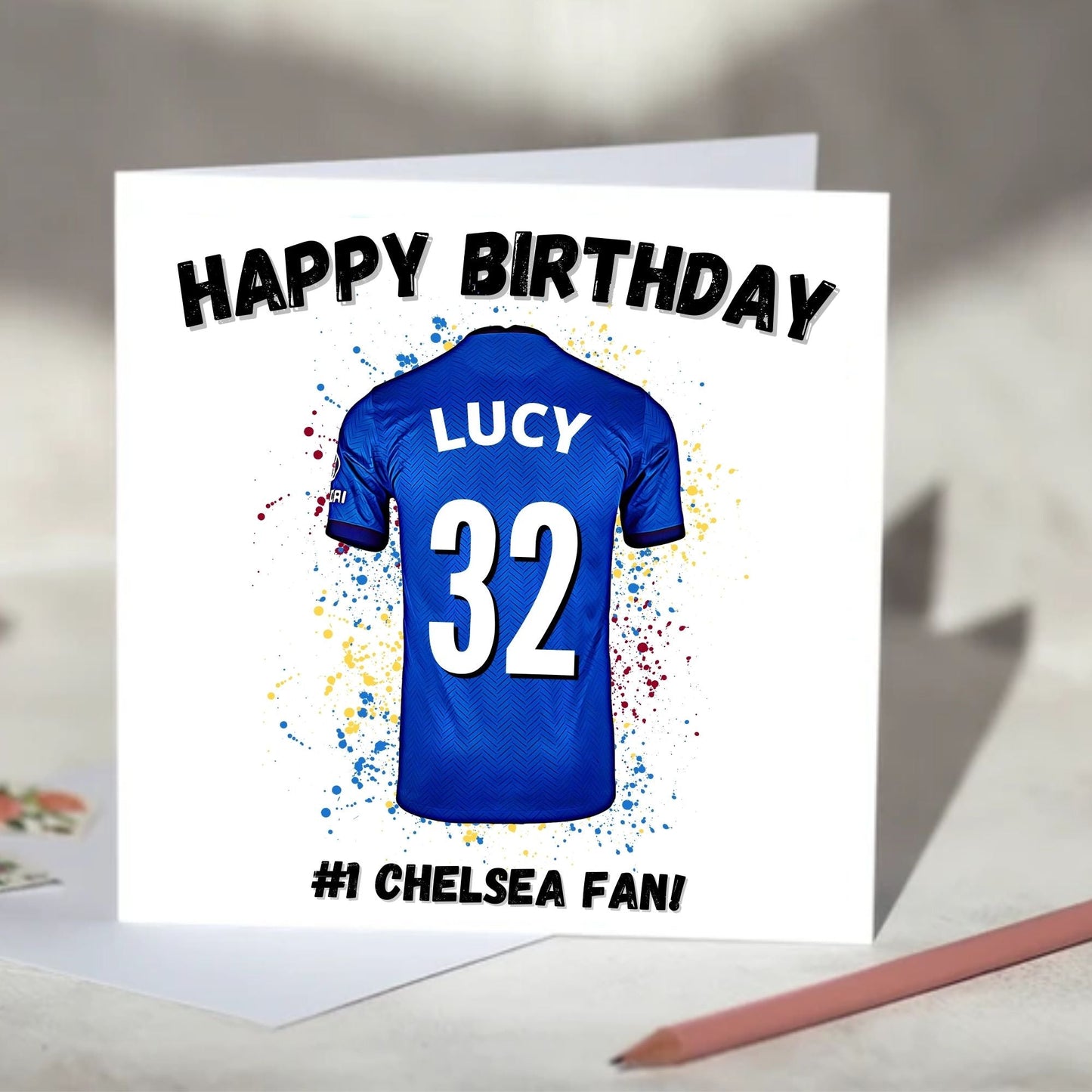 Chelsea Personalised Football Shirt Birthday Card First11Store