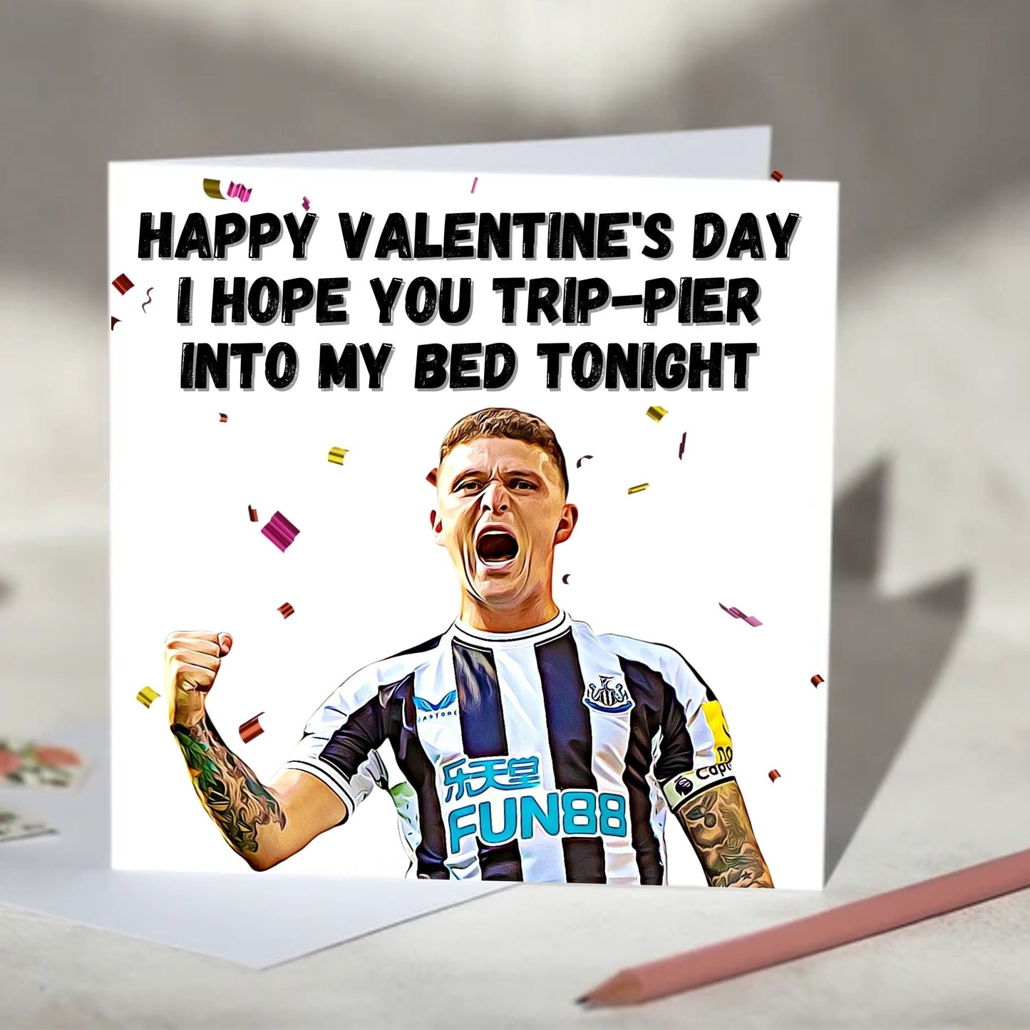 Kieran Trippier Trip Into Bed Greeting Card - Valentine's Day, Birthday, Anniversary Card