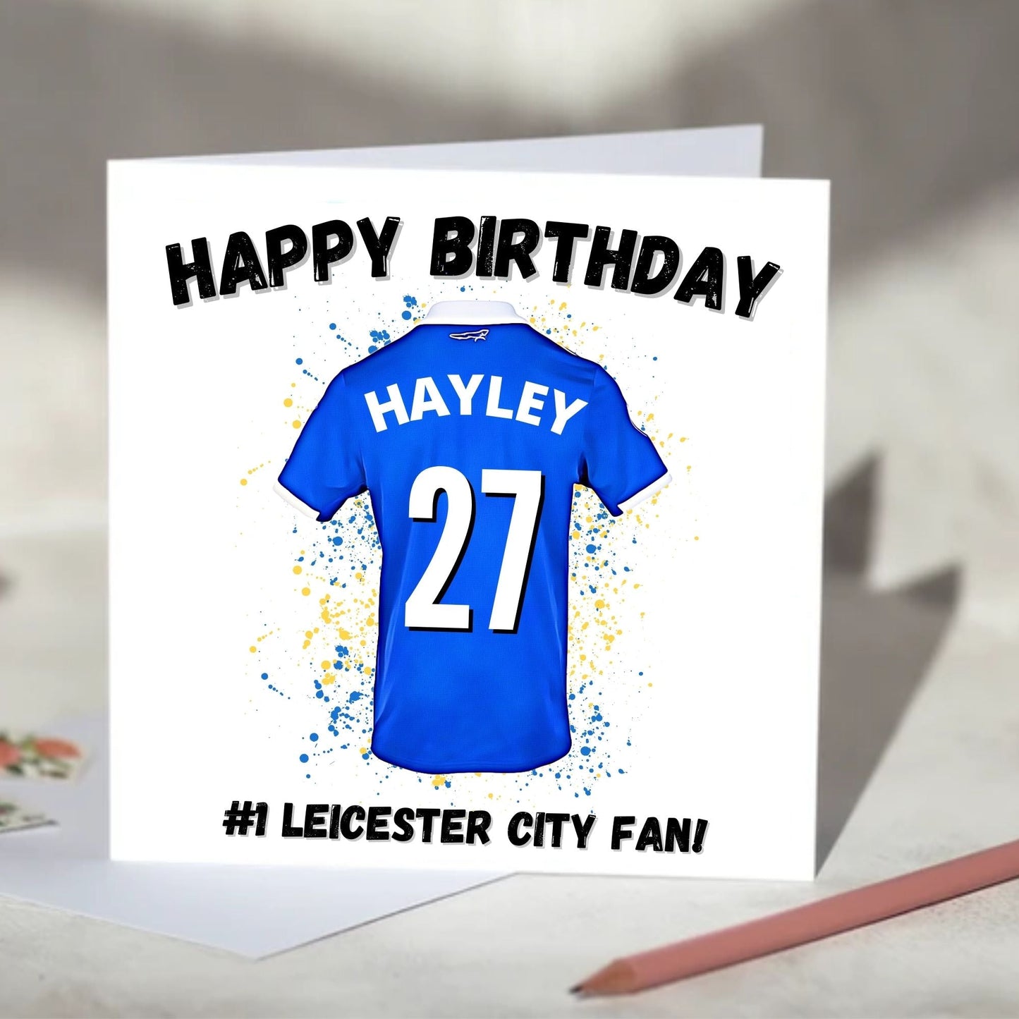 Leicester City Personalised Football Shirt Birthday Card