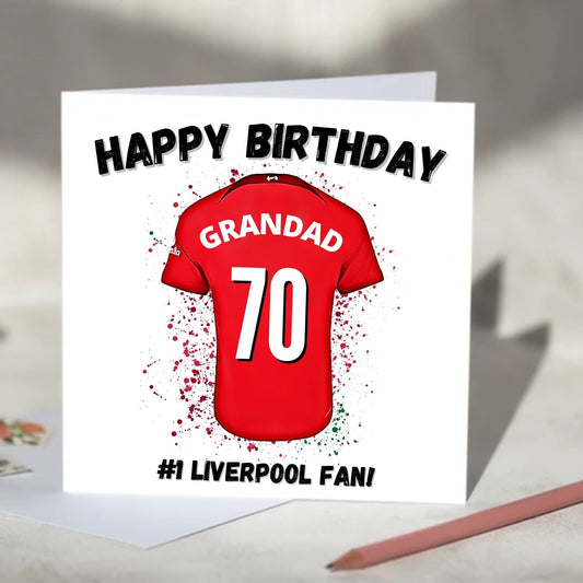 Liverpool Personalised Football Shirt Birthday Card