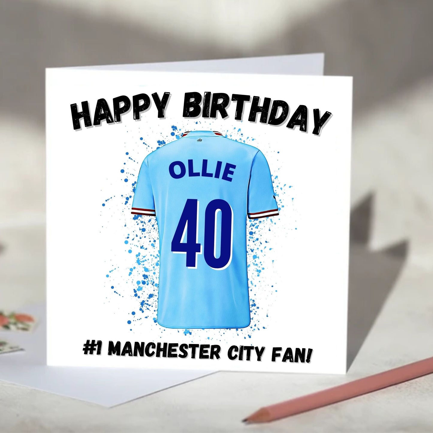 Manchester City Personalised Football Shirt Birthday Card