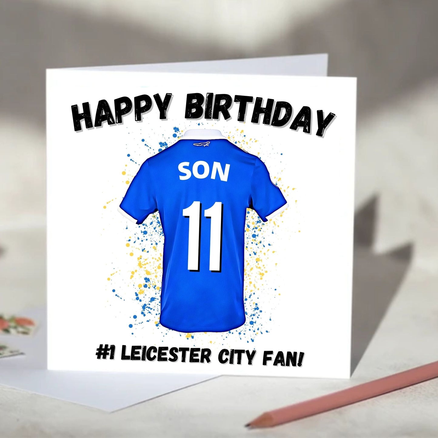 Leicester City Personalised Football Shirt Birthday Card