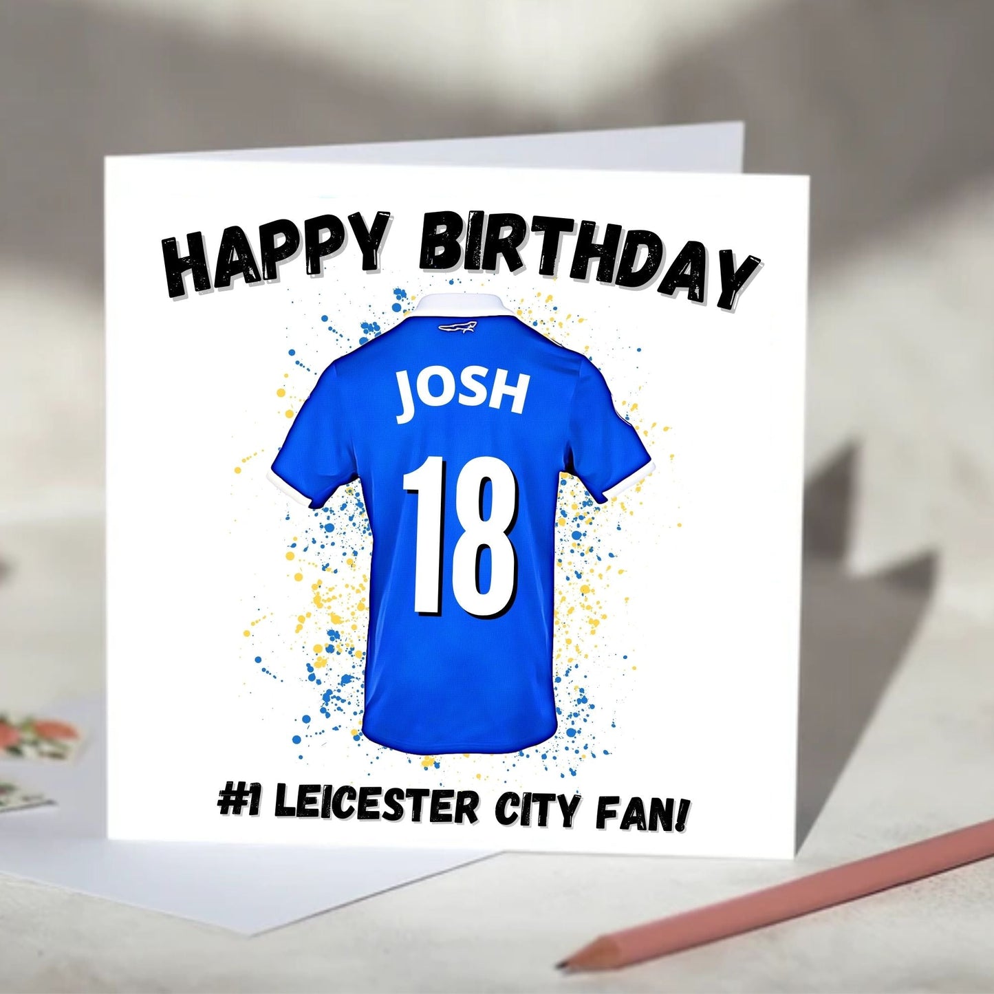 Leicester City Personalised Football Shirt Birthday Card