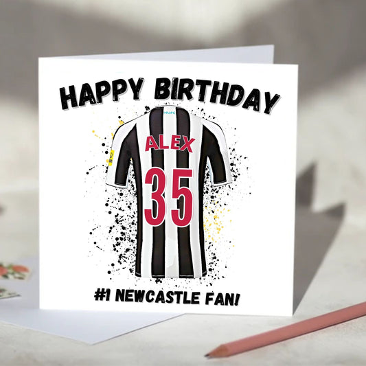 Newcastle United Personalised Football Shirt Birthday Card