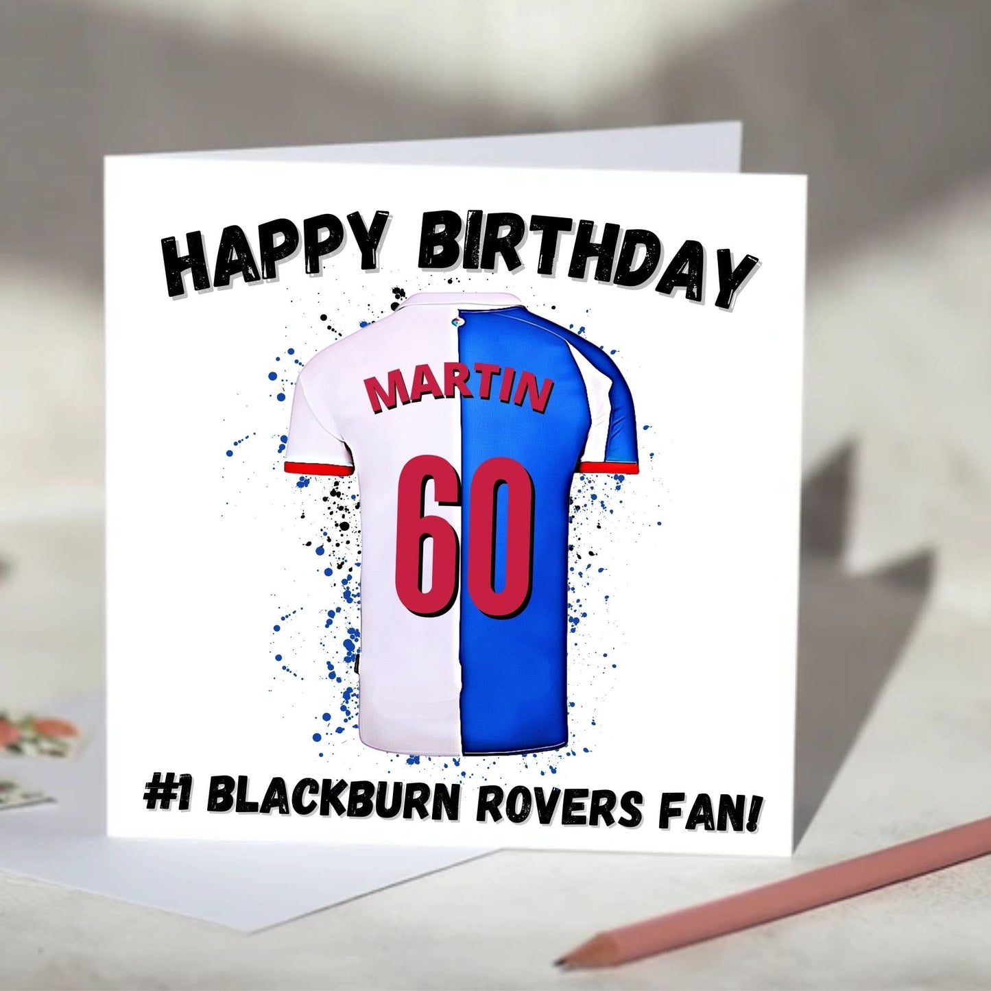 Blackburn Rovers Personalised Football Shirt Birthday Card