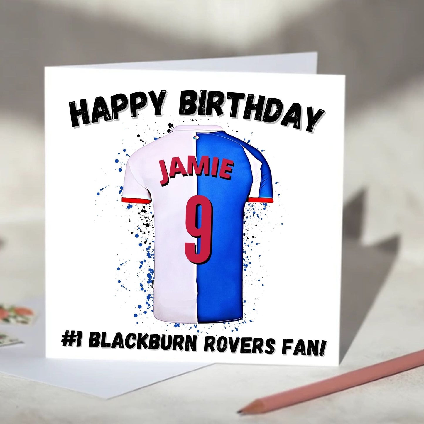 Blackburn Rovers Personalised Football Shirt Birthday Card