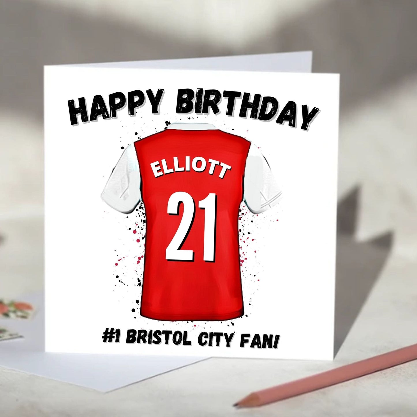 Bristol City Personalised Football Shirt Birthday Card