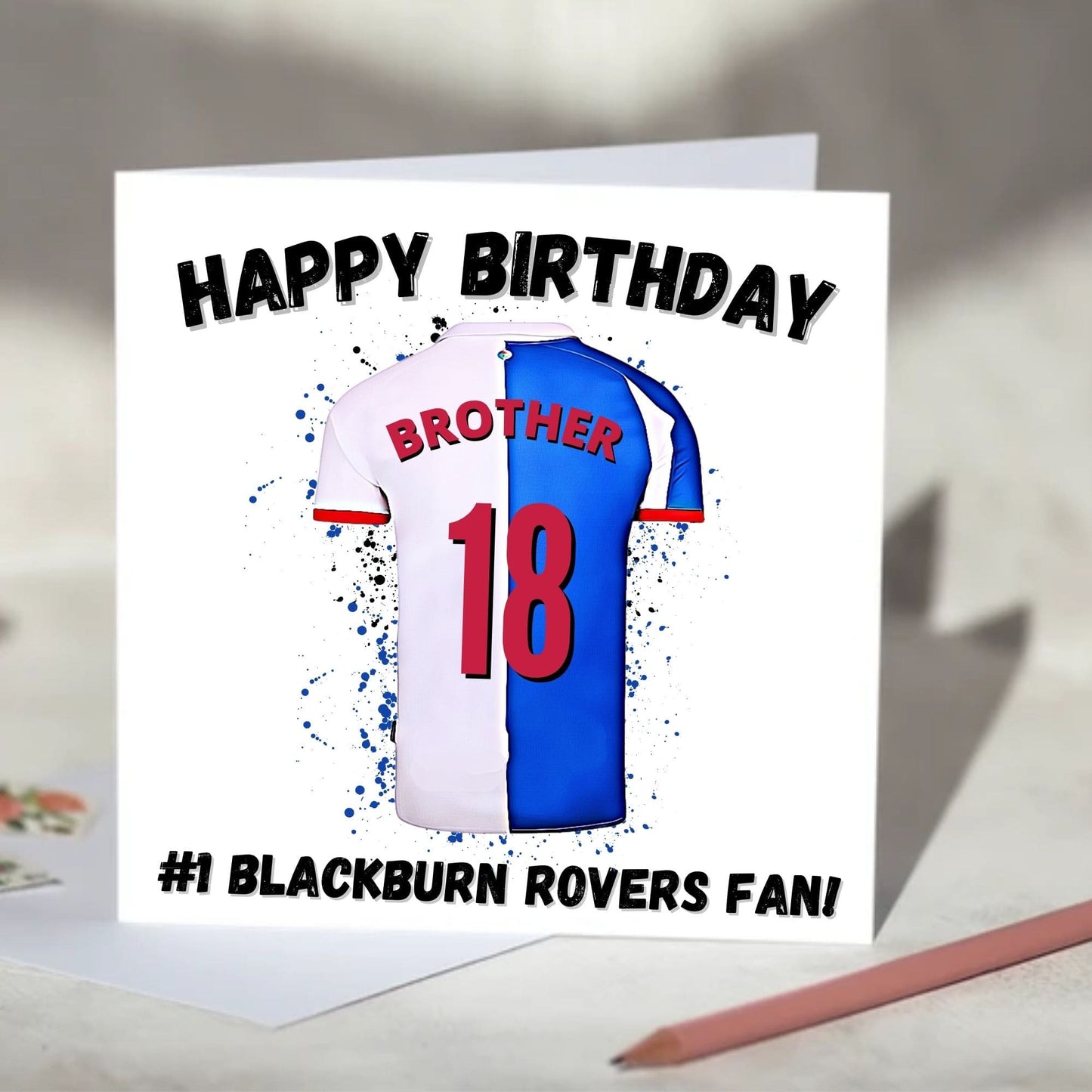 Blackburn Rovers Personalised Football Shirt Birthday Card