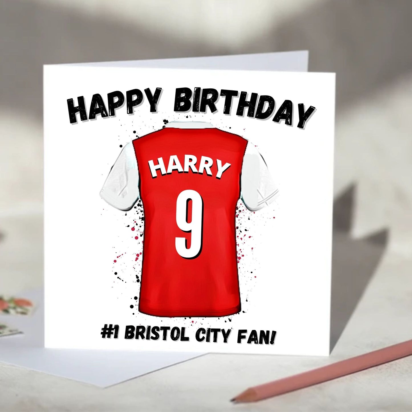 Bristol City Personalised Football Shirt Birthday Card