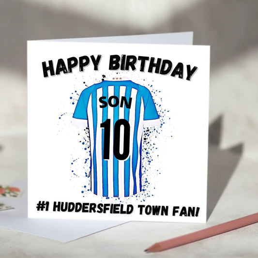 Huddersfield Town Personalised Football Shirt Birthday Card