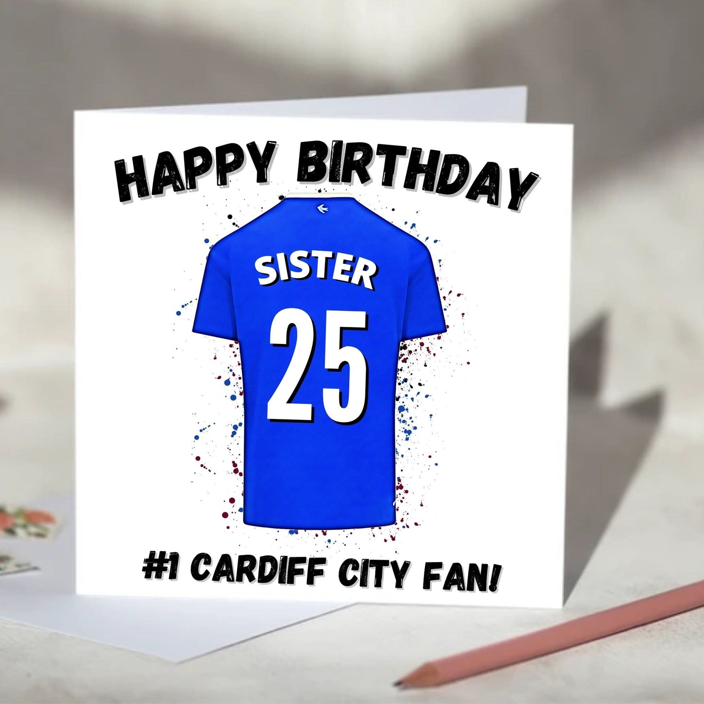 Cardiff City Personalised Football Shirt Birthday Card