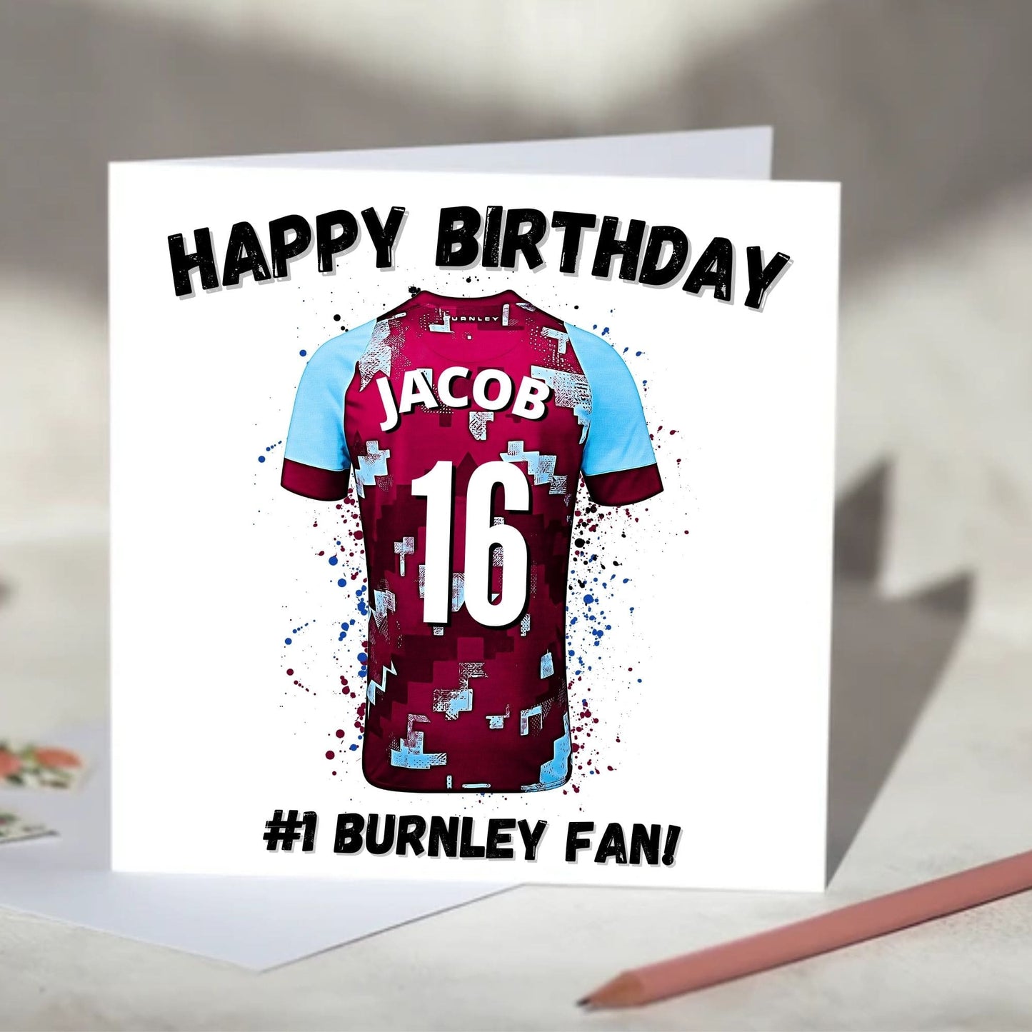 Burnley Personalised Football Shirt Birthday Card