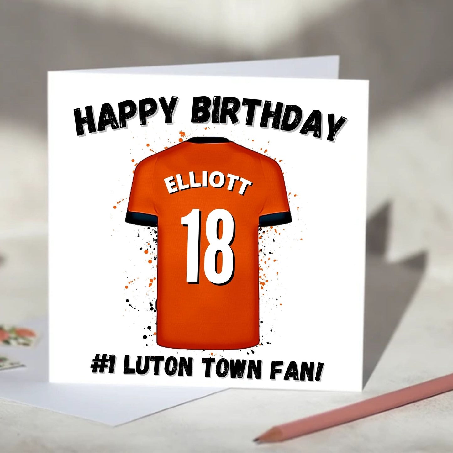 Luton Town Personalised Football Shirt Birthday Card