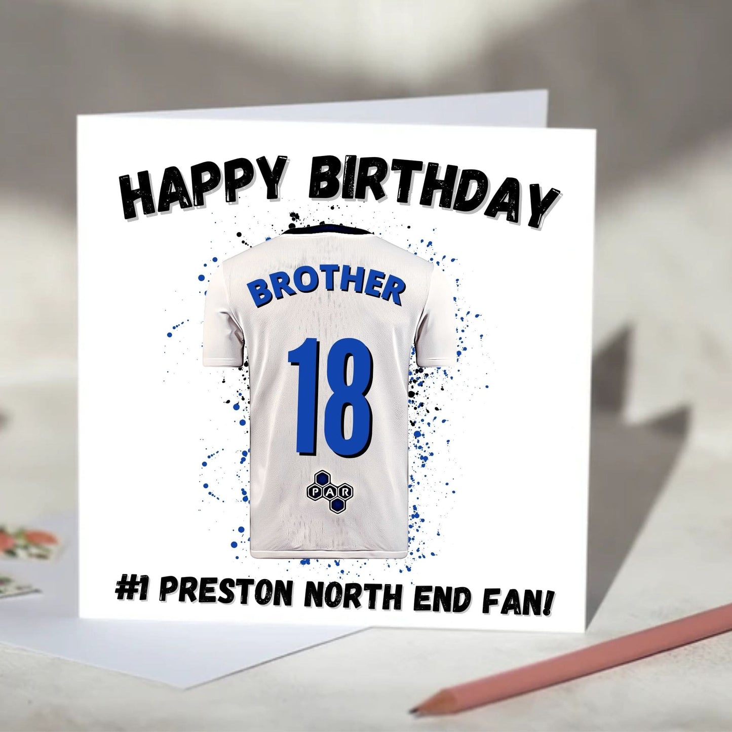 Preston North End Personalised Football Shirt Birthday Card