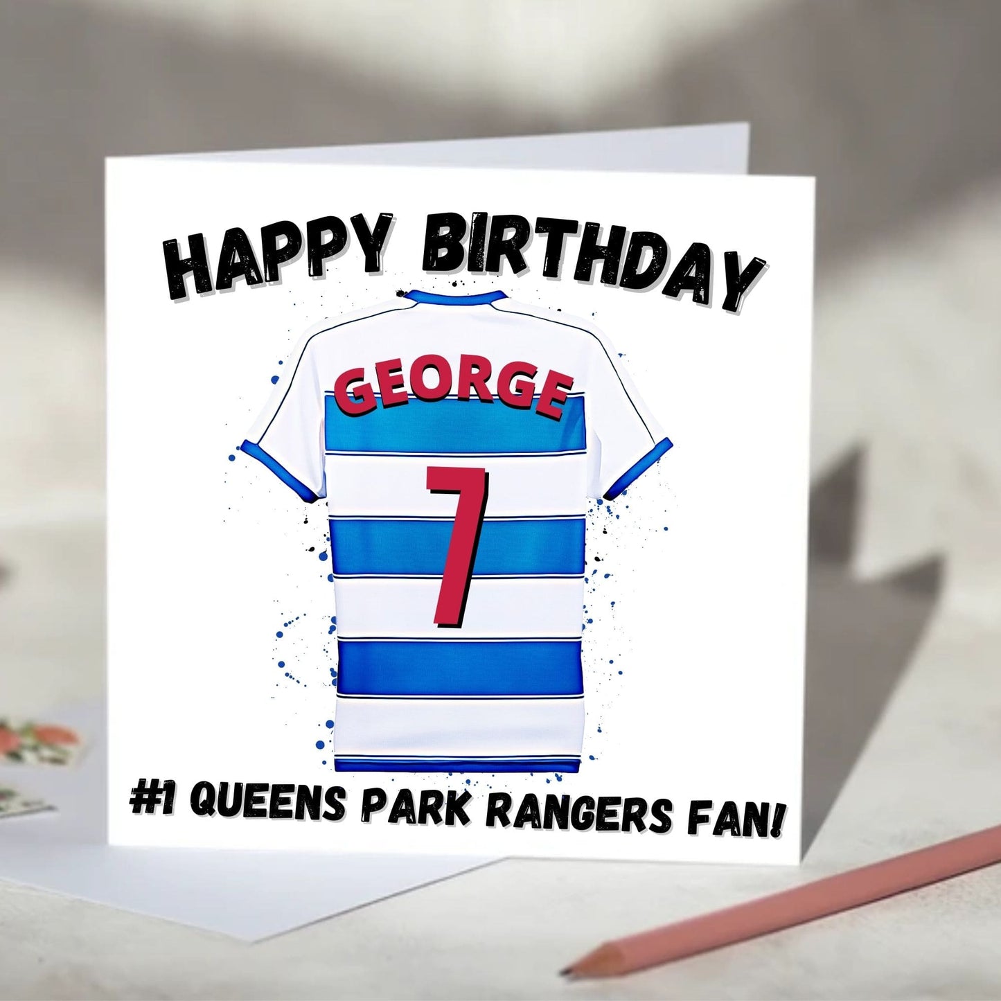 Queens Park Rangers Personalised Football Shirt Birthday Card