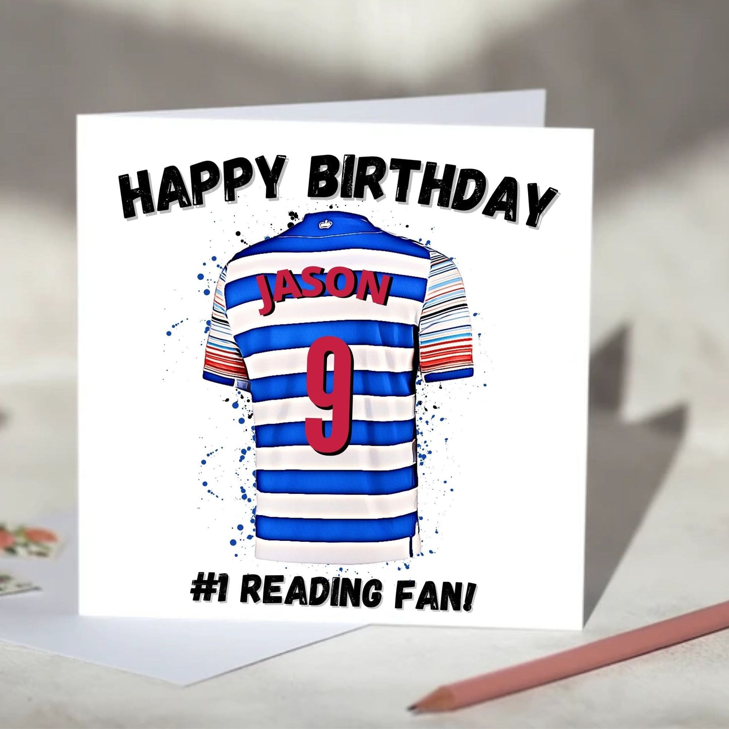 Reading FC Personalised Football Shirt Birthday Card