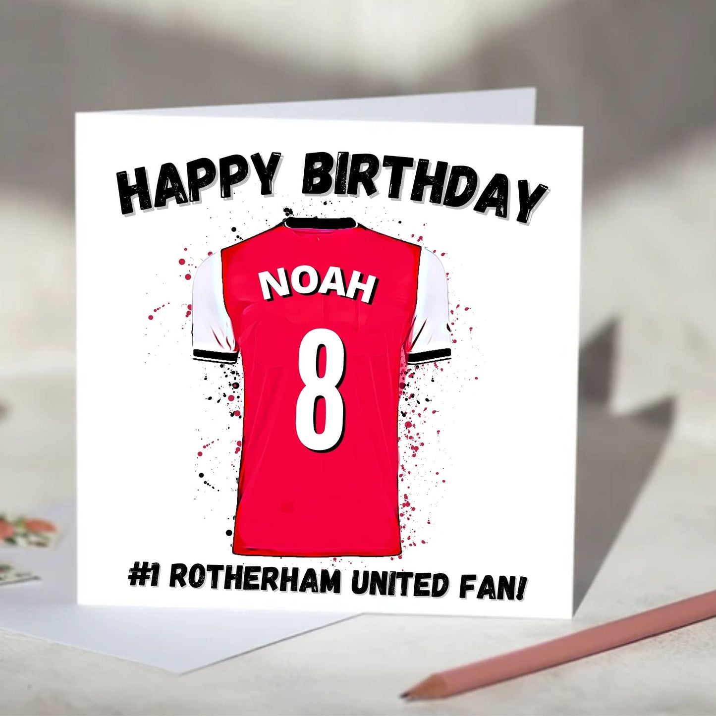 Rotherham United Personalised Football Shirt Birthday Card