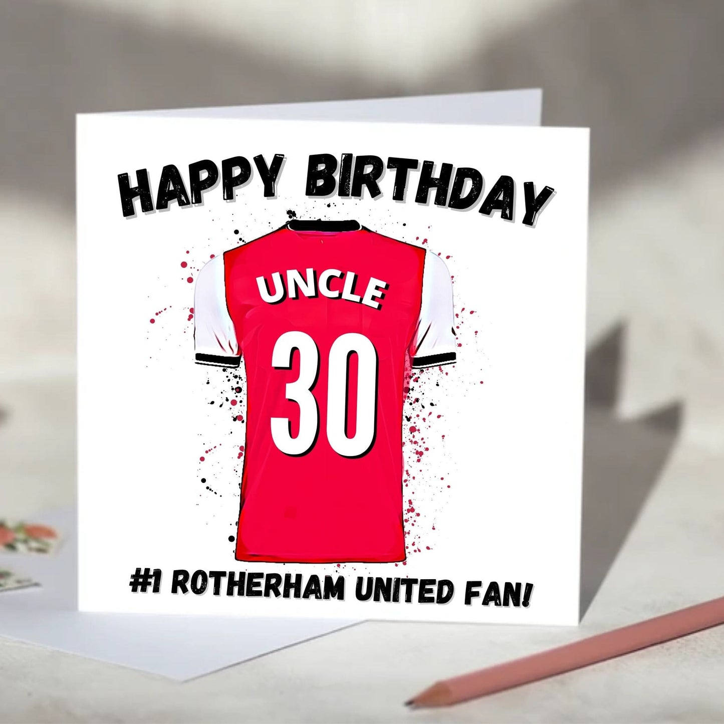 Rotherham United Personalised Football Shirt Birthday Card