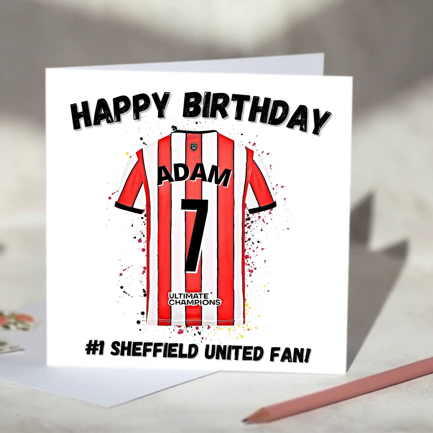 Sheffield United Personalised Football Shirt Birthday Card