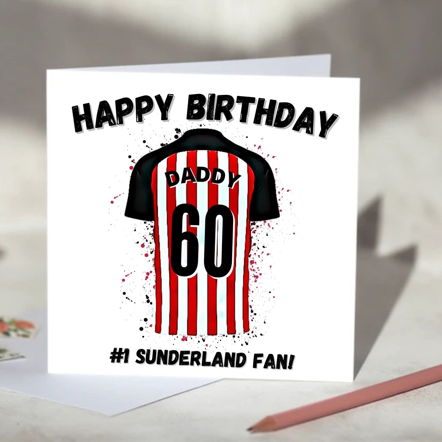 Sunderland Personalised Football Shirt Birthday Card