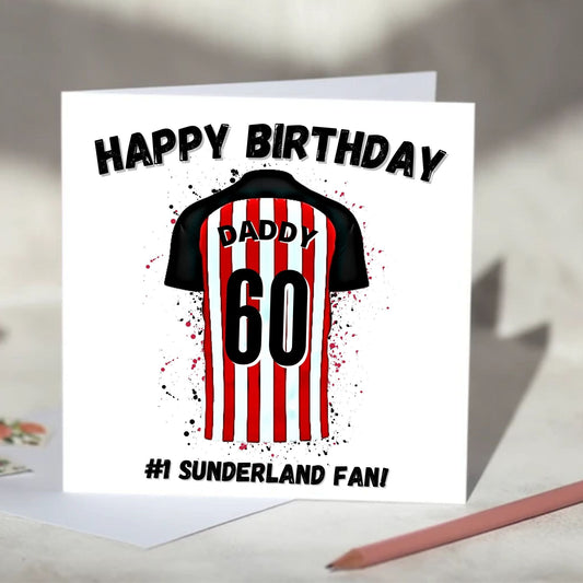 Sunderland Personalised Football Shirt Birthday Card