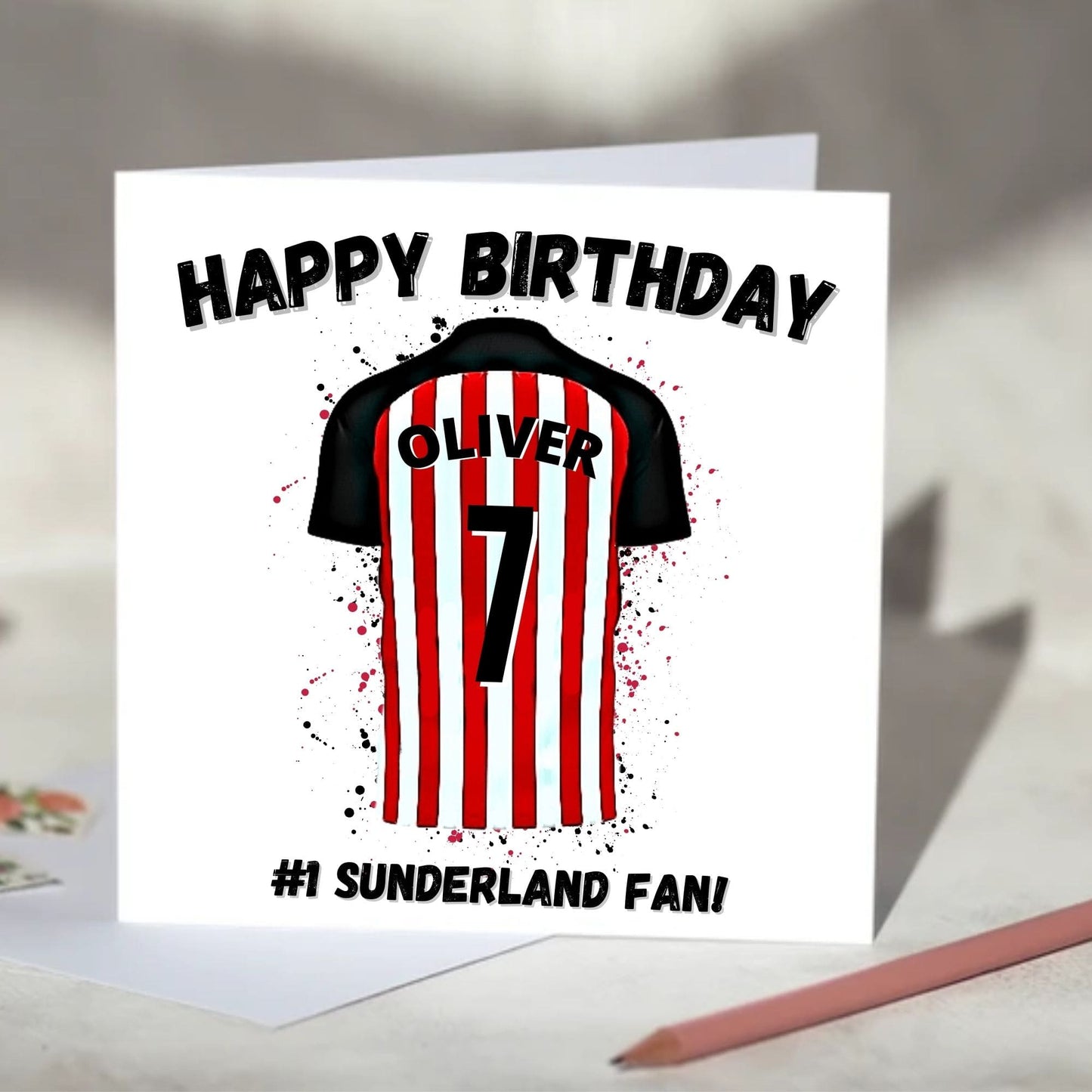 Sunderland Personalised Football Shirt Birthday Card