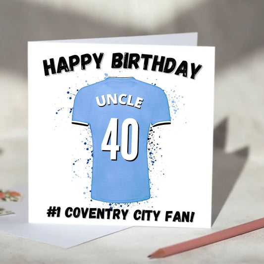 Coventry City Personalised Football Shirt Birthday Card