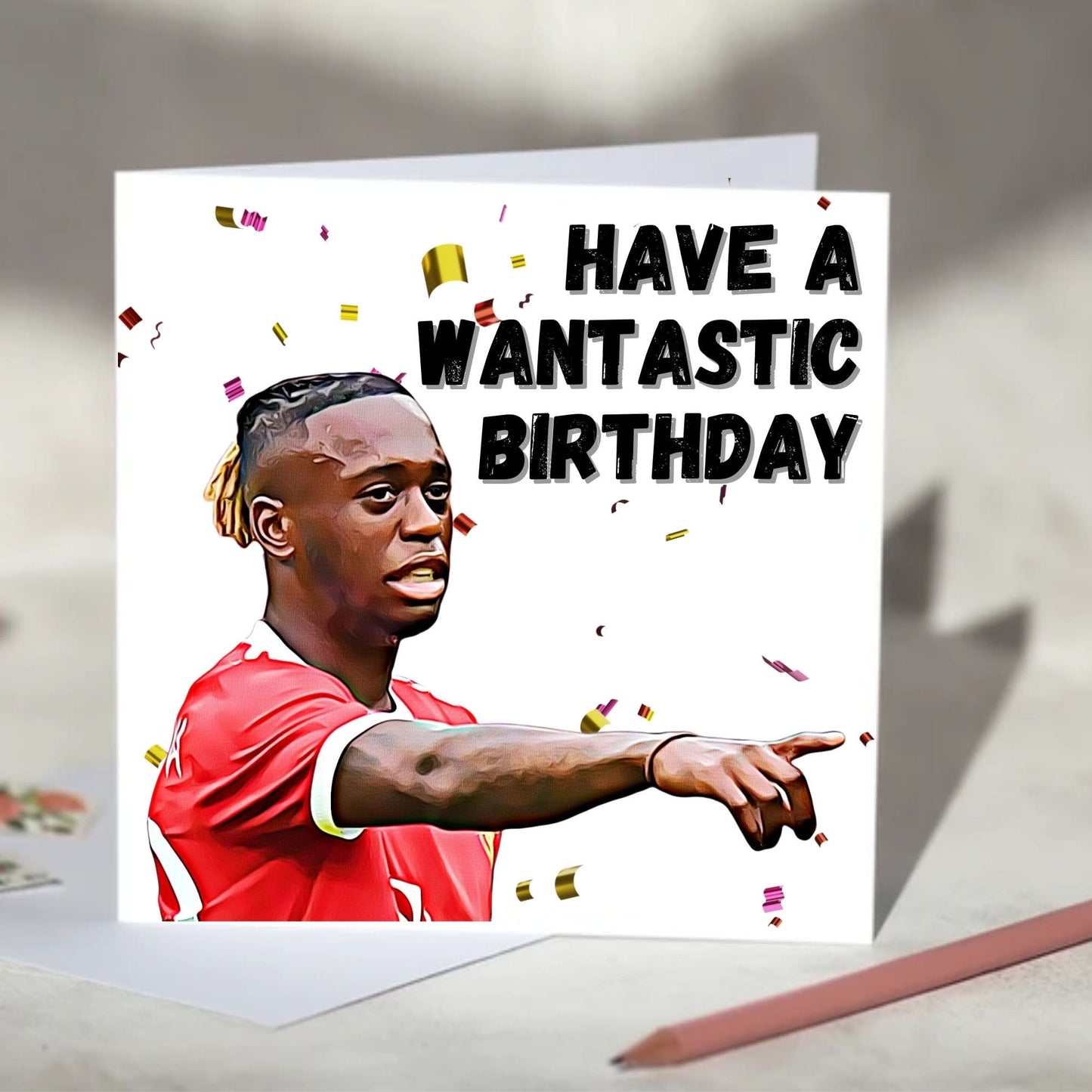 Aaron Wan-Bissaka Wantastic Football Christmas, Birthday Card