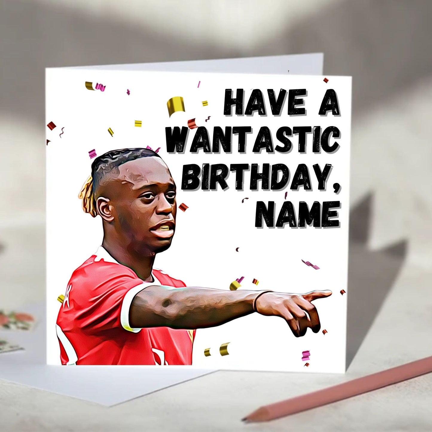 Aaron Wan-Bissaka Wantastic Football Christmas, Birthday Card