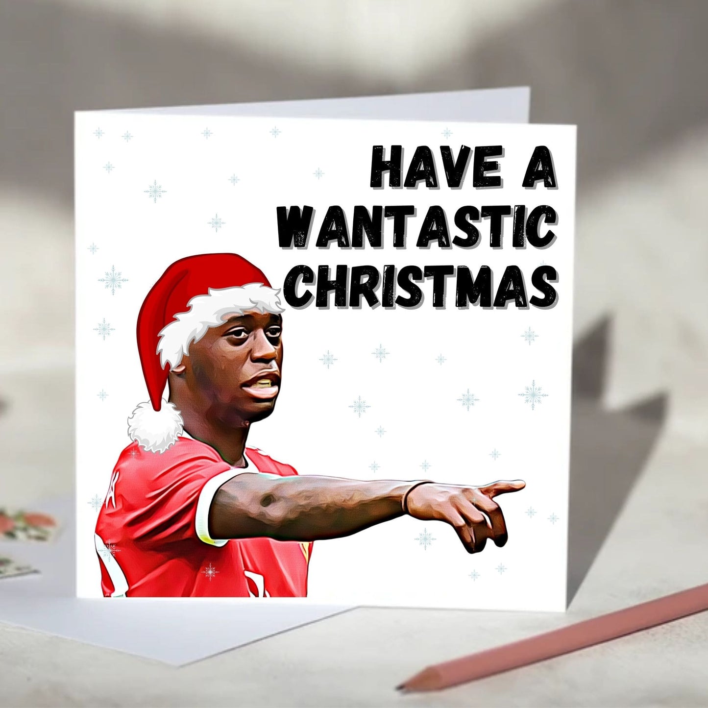 Aaron Wan-Bissaka Wantastic Football Christmas, Birthday Card