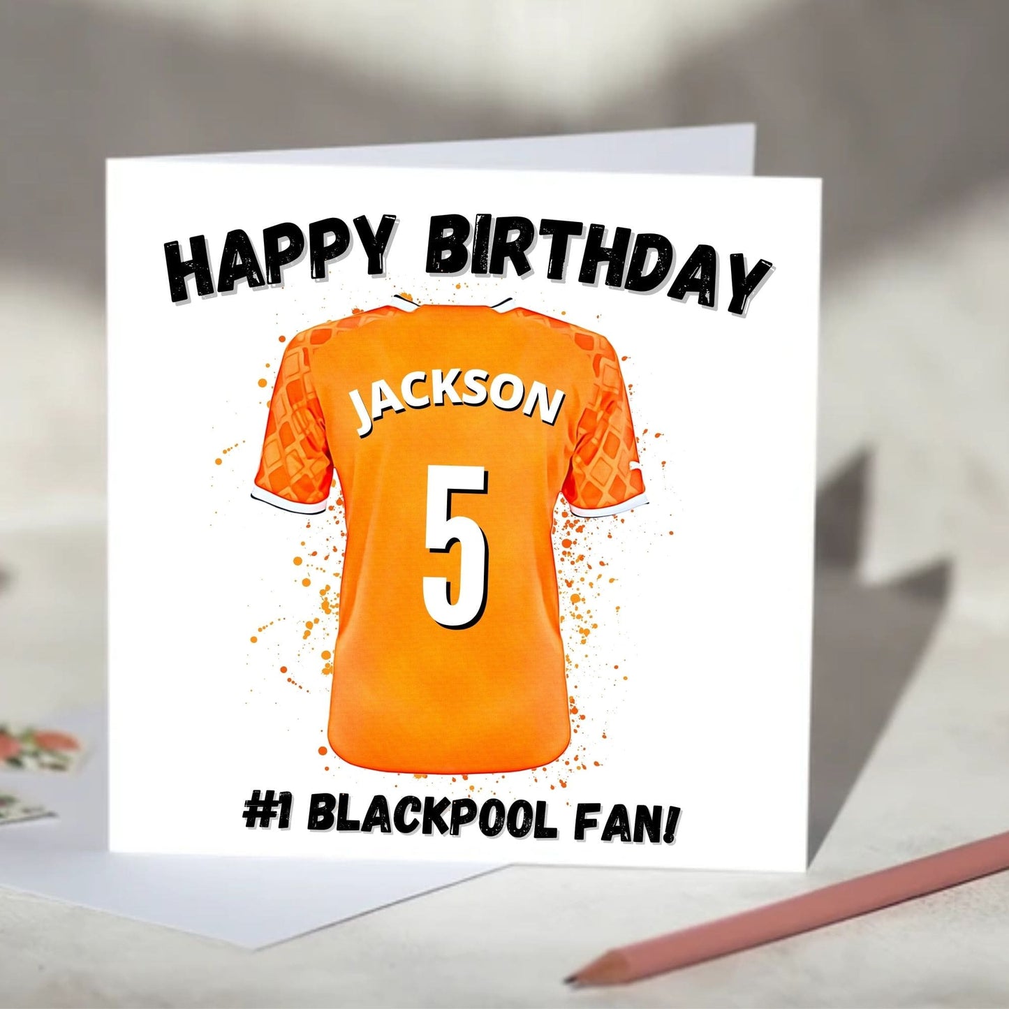 Blackpool Personalised Football Shirt Birthday Card