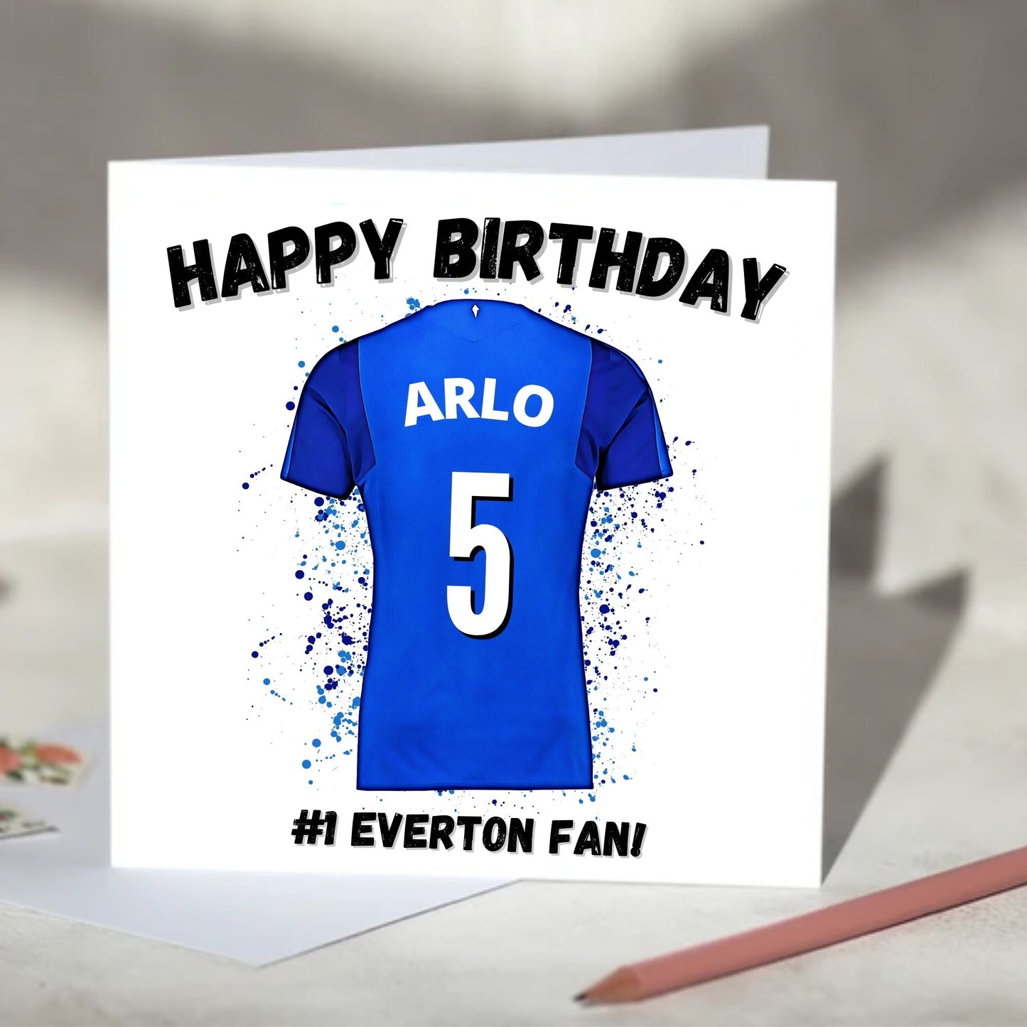 Everton Personalised Football Shirt Birthday Card