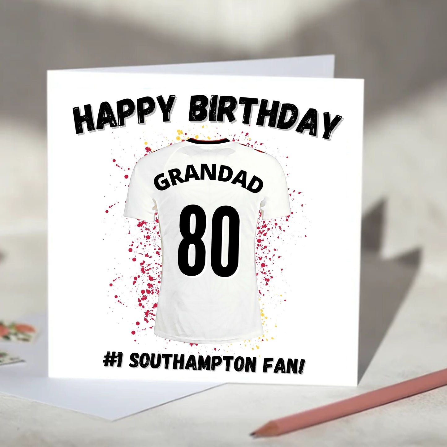 Southampton Personalised Football Shirt Birthday Card