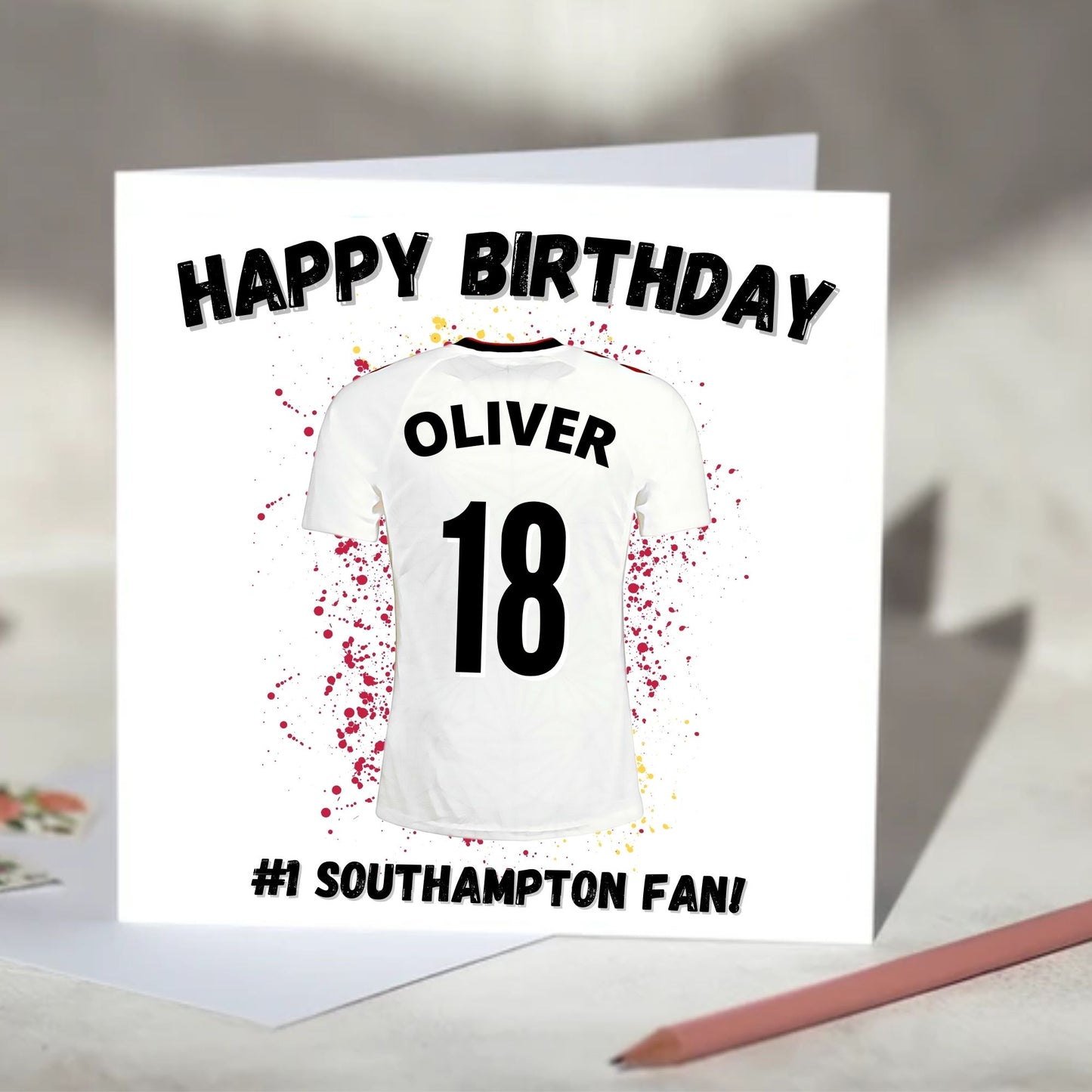 Southampton Personalised Football Shirt Birthday Card